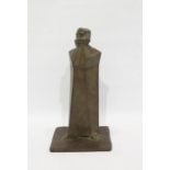 William Chattaway (b.1927) contemporary bronze of standing male figure in coat, head in hands, on