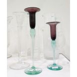 Contemporary cut glass tall vase, slender bucket-shaped and rectangle cut, 30.5cm high, a tall glass