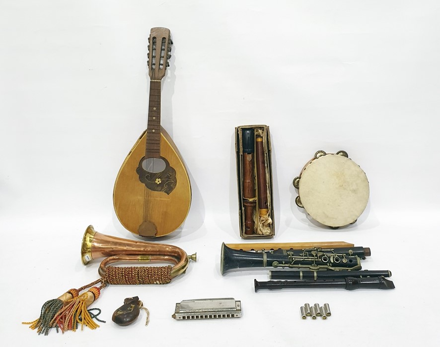 Figured wood bass recorder, clarinet and other musical instruments