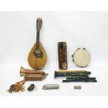 Figured wood bass recorder, clarinet and other musical instruments