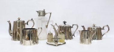 Electroplated items to include claret jug, teapot,