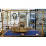20th century scratch built wooden model of HMS Victory with medallion inscribed 'HMS Victory