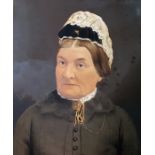 19th century Watercolour drawing Unattributed Half length portrait of an elderly woman, wearing a