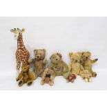 Steiff giraffe, early plush teddy bear, straw stuffed and a quantity of other bears (1 box)