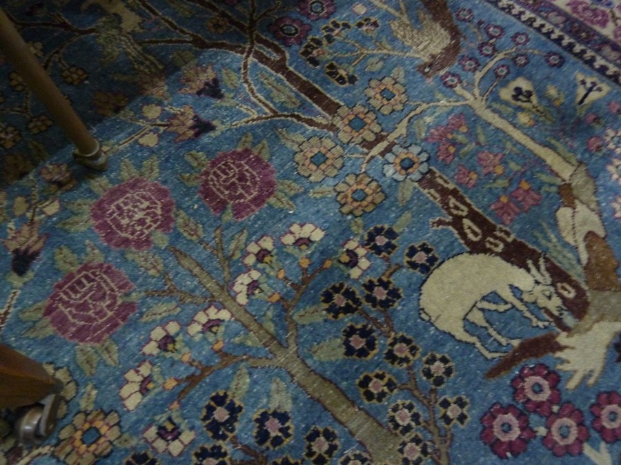 Blue ground Persian rug with Tree of Life decorati - Image 3 of 3