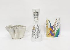 Modern Rosenthal porcelain vase decorated with flowers in bright palette, with gilt highlights,