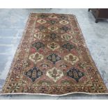 Persian rug, the red ground field with 18 interlin