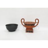 Black basalt osier-weave pattern bowl, 18cm diamet