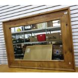 20th century rectangular pine-framed mirror, 117cm x 87cm