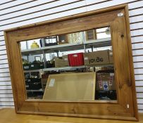 20th century rectangular pine-framed mirror, 117cm x 87cm