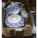 Ceramics - blue and white tureens and other items