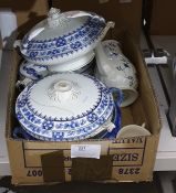 Ceramics - blue and white tureens and other items