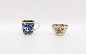 18th century Caughley china cup, fluted, with underglaze blue "Pagoda" pattern decoration and a late