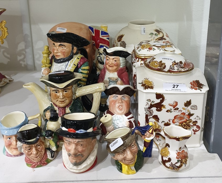 Royal Doulton pottery character jug "Winston Churchill", quantity of sundry character jugs in