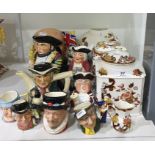 Royal Doulton pottery character jug "Winston Churchill", quantity of sundry character jugs in