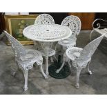 White painted garden table and four chairs