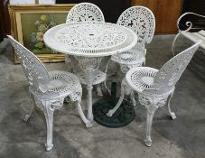 White painted garden table and four chairs