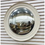 20th century convex circular wall mirror in a white painted frame and another mirror (2)