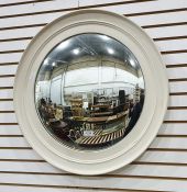 20th century convex circular wall mirror in a white painted frame and another mirror (2)