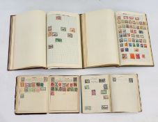 Old Time green album with a good collection of mainly used World stamps, Red album of Commonwealth