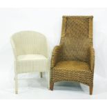 Vincent Sheppard, Lloyd Loom-style tub chair and a modern wicker chair (2)