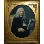 French (18th century style)  Watercolour  Half-length portrait of bewigged gentleman seated in