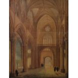 Late 19th/early 20th century school Watercolour drawing  Interior of a church, indistinctly