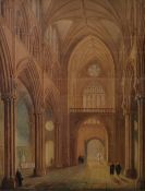 Late 19th/early 20th century school Watercolour drawing  Interior of a church, indistinctly