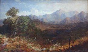 19th century English Oil on card Horatio McCullough Possibly view of Cuillin Hills, Skye, labelled
