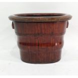 Oriental treen rice box with dished lid, 38cm high