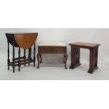 Nest of three tables, a small gateleg oak table and a stool (3)