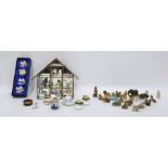 Quantity of Wade porcelain miniatures, sundry decorated thimbles and other decorative ceramics