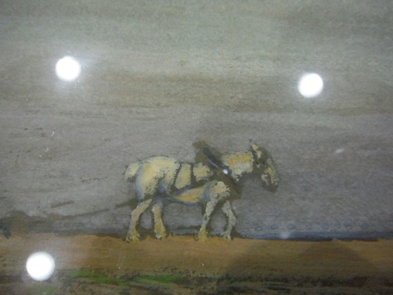 Williams(?) (early 20th century school) Pastel Figure and horse ploughing field, indistinctly signed - Image 8 of 10