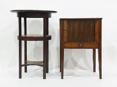 19th century three-tier occasional table, the circular mahogany dish top above two further tiers