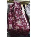 One pair of silk burgandy pattern curtains  Condition ReportThe curtains is approx 117 cm long, 91