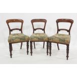 Set of six Victorian bar-back dining chairs with upholstered seat, turned and carved front legs (6)