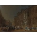 Late 19th century in the 17th century manner  Watercolour drawing Continental street scene,