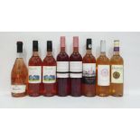 Eight bottles of assorted rose wine to include Campanula Pinot Noir 2014 from Hungary and two