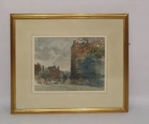 19th century school Watercolour drawing  Town scene, unsigned, 22cm x 29cm