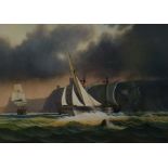 Tim F R Thompson ( 1951) Oil on canvas Nineteenth century maritime scene with sailing vessels, one