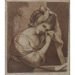 After Angelica Kauffmann Engraving Study of lady with a book, in margin A... Kauffman fec.. 1770  19