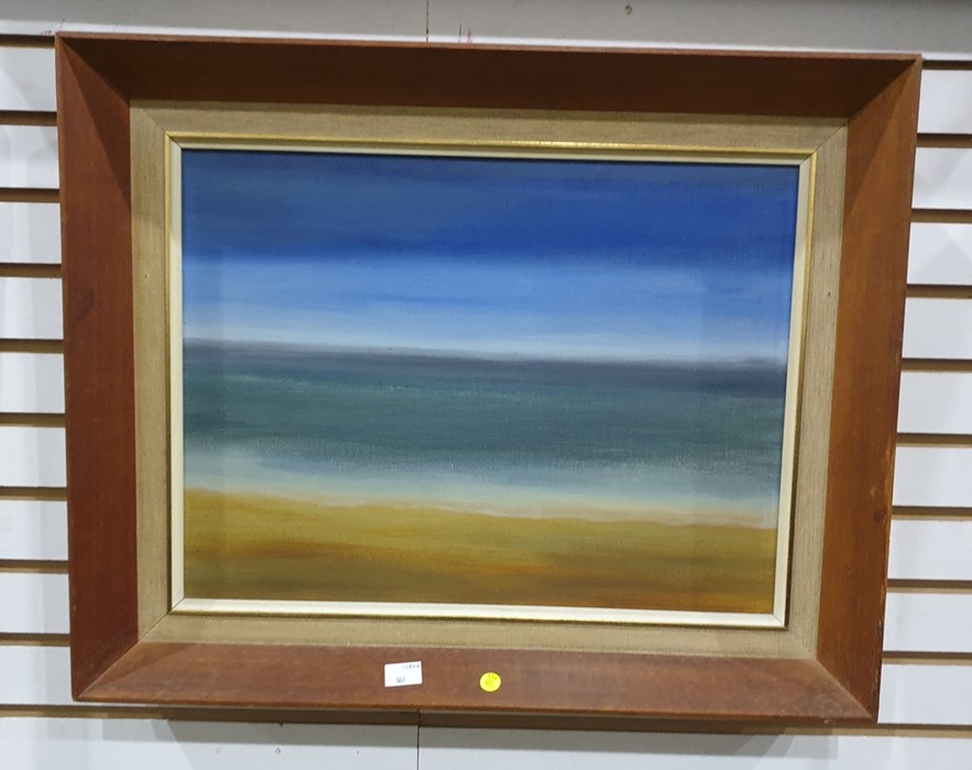 20th century Oil on canvas Sandy shoreline 19 x 39 cms - Bild 2 aus 2
