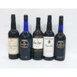 Five bottles of assorted sherry to include Harveys Bristol Cream (5)