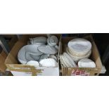 Three boxes ceramics to include: Kirsty Jane part dinner service with gold rim, Sengor fine china