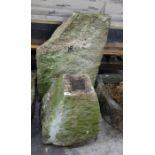 Staddle stone base, 50cm high and a large stone slab 78 x 48cm