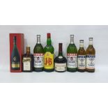 Eight bottles of assorted alcohol to include two Pernod Fils, two Pastis Aperitif, Justerini &