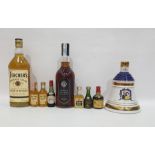 1997 Commemorative Bells whisky, a Patron Alonso brandy, a Teachers Highland Cream Scotch whisky and
