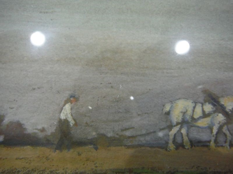 Williams(?) (early 20th century school) Pastel Figure and horse ploughing field, indistinctly signed - Image 7 of 10