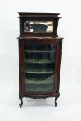 19th century mahogany bowfront music cabinet, the mirrored superstructure back above the glazed