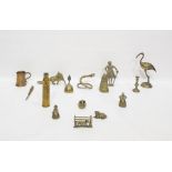 Large quantity of brass and metalware items including a model of a stork, a fox, a cobra,